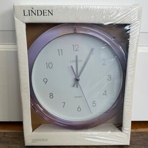 Linden Round Acrylic Wall Clock Lavender White Dial Quartz WLV-9764 Grape 9in